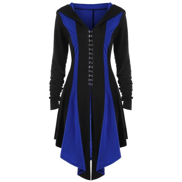 Gothic Long Lace Up Cardigan Coat-women-wanahavit-Blue-M-wanahavit