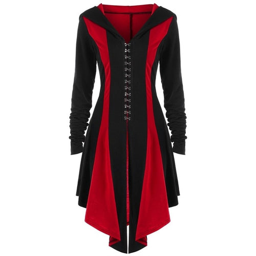 Load image into Gallery viewer, Gothic Long Lace Up Cardigan Coat-women-wanahavit-Red-M-wanahavit
