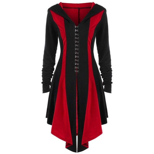 Gothic Long Lace Up Cardigan Coat-women-wanahavit-Red-M-wanahavit