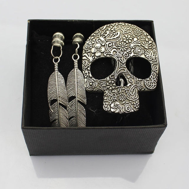 PU Leather Rope Gothic 3D Skull Pendant Necklace-unisex-wanahavit-Silver-wanahavit