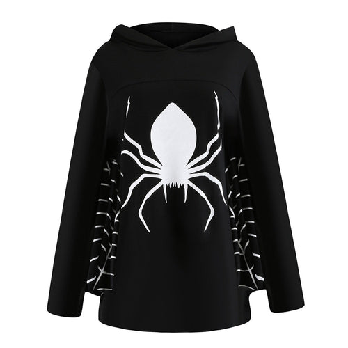Load image into Gallery viewer, Gothic Spider Printed Hooded Sweatshirt-women-wanahavit-Black-S-wanahavit

