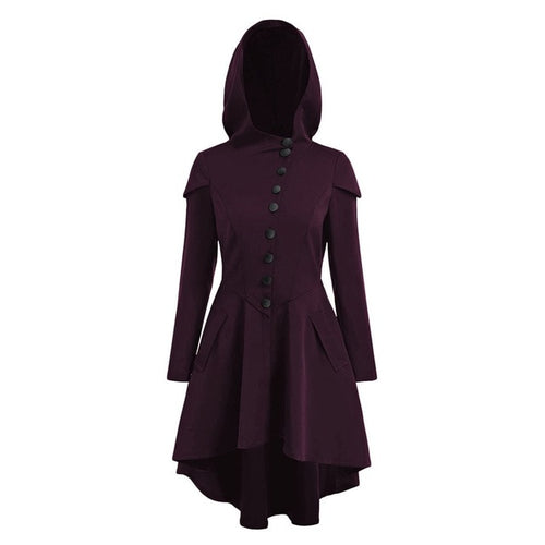 Load image into Gallery viewer, Gothic Vintage Hooded Trench Coat-women-wanahavit-Purple-S-wanahavit
