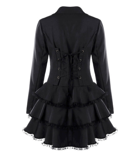 Gothic Lace Trench Ruffle Overcoat-women-wanahavit-Black-L-wanahavit