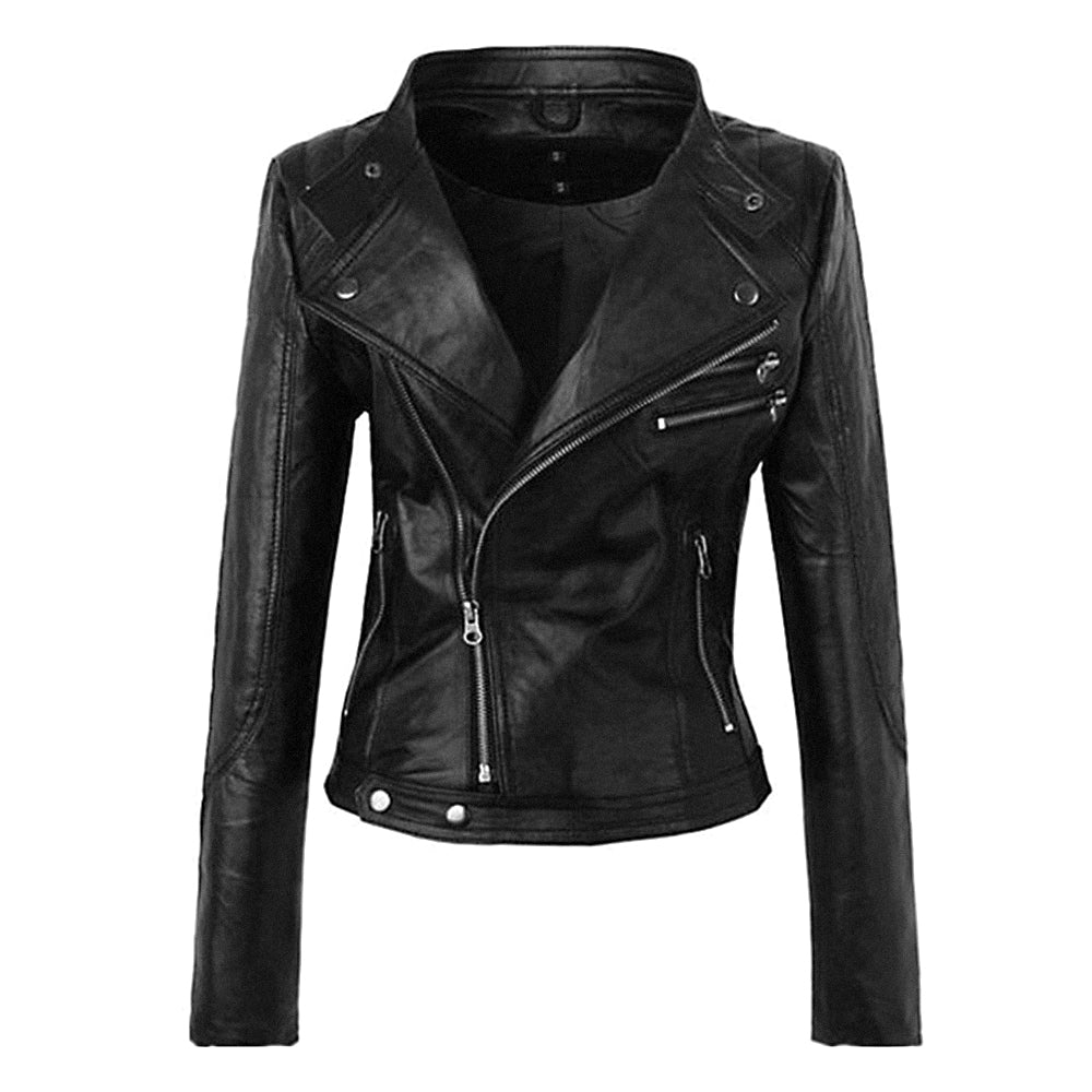 Gothic Motorcycle Faux Leather PU Jacket-women-wanahavit-Black-M-wanahavit