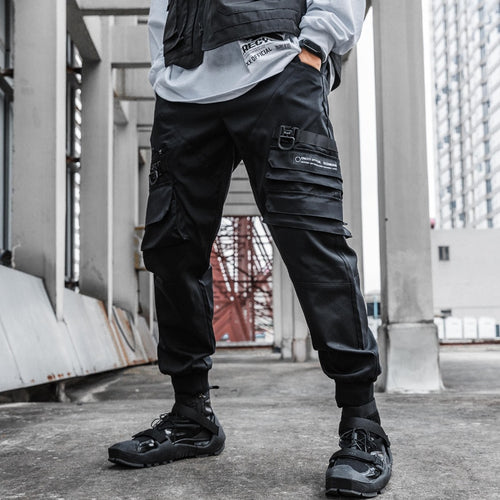 Load image into Gallery viewer, Tactical Functional Cargo Pants Joggers Men Black  Elastic Waist Trousers Hip Hop Streetwear Multi-pocket Pants Techwear WB347
