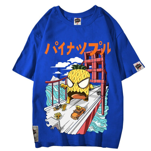 Load image into Gallery viewer, Men Pineapple Hip Hop T Shirt Japanese Harajuku attack Monster T-Shirt Streetwear Summer Tops Tees Cotton Tshirt Oversized
