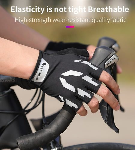 Shockproof Reflective Cycling Gloves Half Finger Sport Gloves Men Women Summer Gym Fitness MTB Road Bicycle Gloves