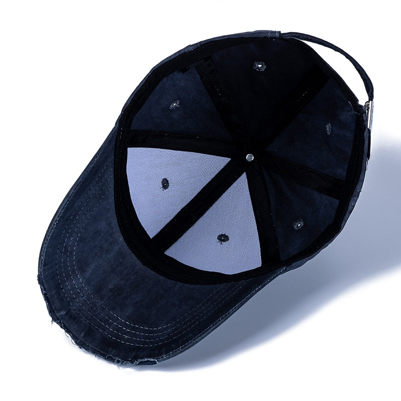 Unisex Vintage Hole Cap Cotton Hats For Men Fashion Fox Side Embroidery Baseball Cap Women Outdoor Streetwear Hat Cap