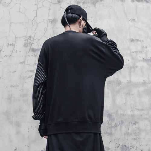 Load image into Gallery viewer, Men Striped Patchwork Hip Hop Sweatshirt Streetwear Fashion Harajuku O-Neck Pullover Loose Tops Men Clothing
