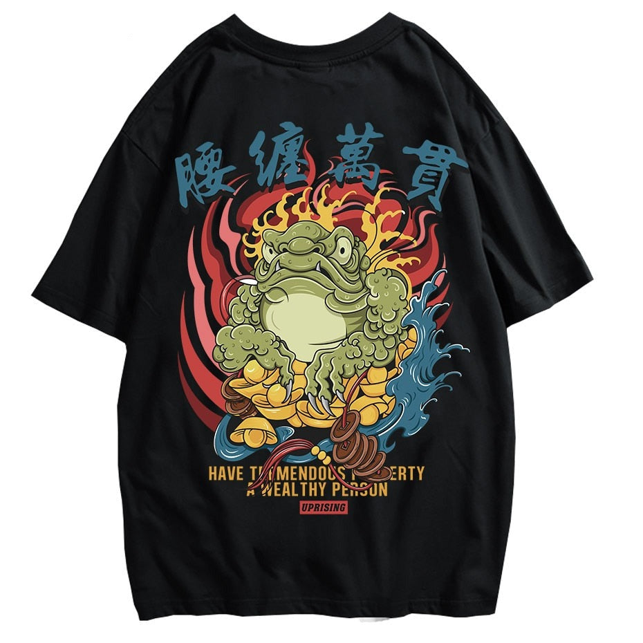 Chinese style card street personality Ghost Hip hop Europe and America Short sleeve t-shirt Human head Chinese characters