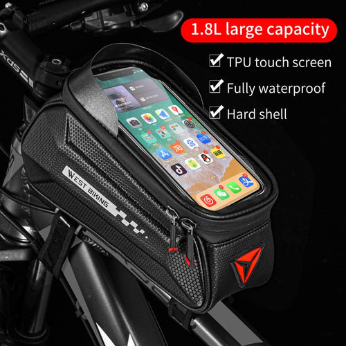 Load image into Gallery viewer, Waterproof Bicycle Bag Front Frame Touch Screen Phone Bag MTB Road Bike Saddle Bag Reflective Cycling Accessories
