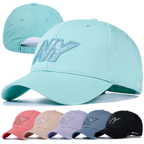 Load image into Gallery viewer, Women Men Cotton Kpop Cap Fashion NY Embroidered Hard Top Baseball Cap Casual Adjustable Outdoor Couple Streetwear Hat
