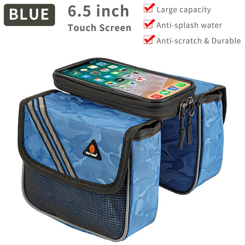 Reflective Bicycle Bag 6.5 inch Phone Bag Rainproof Front Frame Bag Sensitive Touch Screen MTB Road Bike Accessories