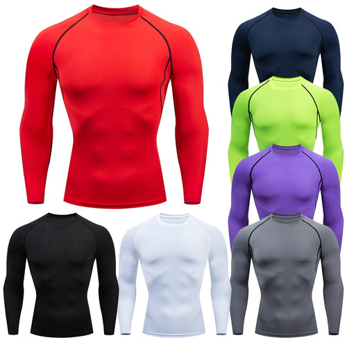 Load image into Gallery viewer, Men Compression Running T Shirt Fitness Tight Long Sleeve Sport Tshirt Training Jogging Shirts Gym Sportswear Quick Dry Rashgard
