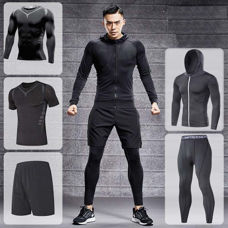 Men's Running Tracksuit Training Fitness Sportswear Set Compression Leggings Sport Clothes Gym Tight Sweatpants Rash Guard Lycra v1