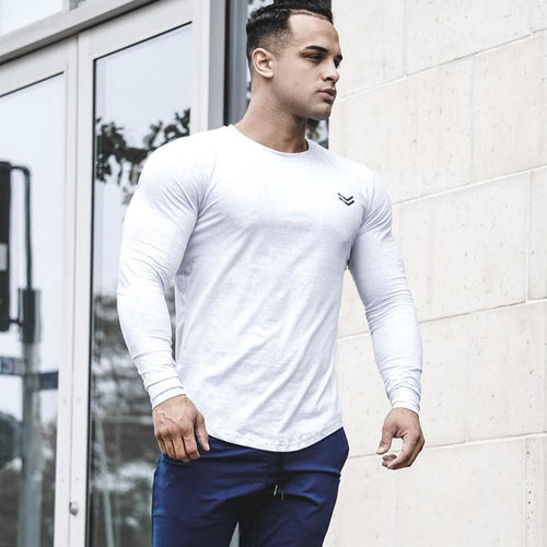 Load image into Gallery viewer, Casual Long Sleeve T-shirt Men Gym Fitness Workout Skinny Shirt Autumn Male Cotton Bodybuilding Tee Tops Sport Training Clothing
