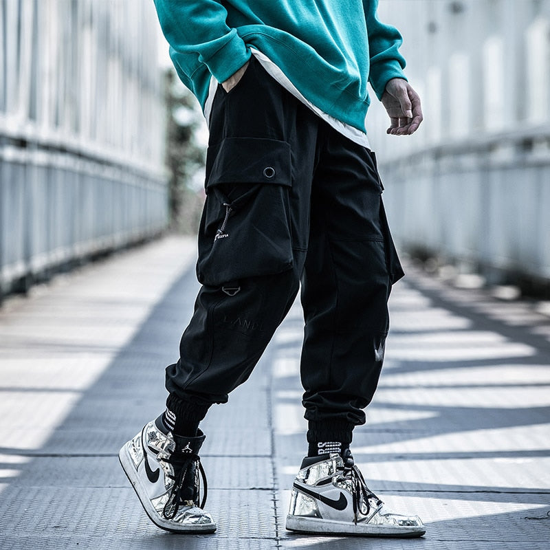 Hip Hop Harem Pants Men Streetwear Joggers High Street Casual Pockets Male Streetwear Black Harajuku