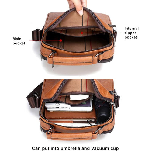 Load image into Gallery viewer, Brand Men&#39;s Crossbody Shoulder Bags High quality Tote Fashion Business Man Messenger Bag Big Size Split Leather Bags
