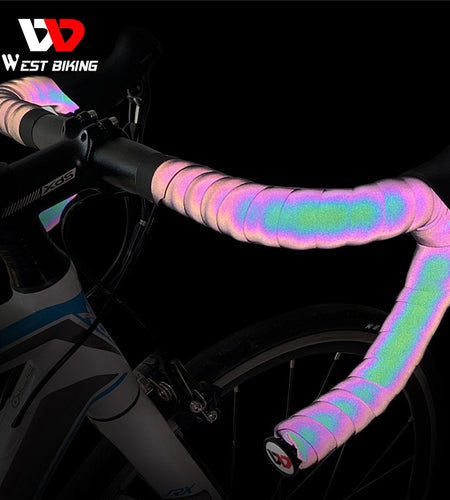Road Bike Handlebar Tape Reflective Dazzle Shockproof Bike Cycling Bar Tape Wrap With Bar Plugs Bicycle Accessories