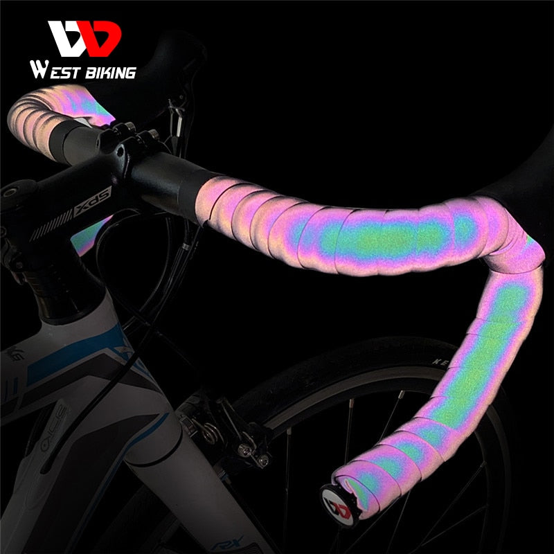 Road Bike Handlebar Tape Reflective Dazzle Shockproof Bike Cycling Bar Tape Wrap With Bar Plugs Bicycle Accessories