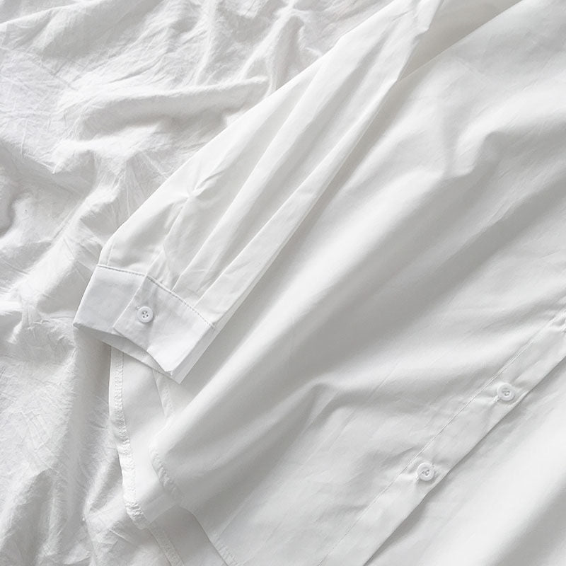 Autumn Women Shirt JK White Black Long Sleeve Loose Student Shirts Turn Down Collar Tie Casual Fashion Pocket Tops