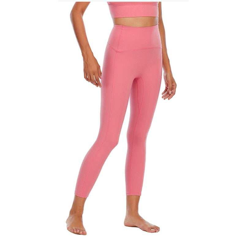 Yoga Leggings High Waist Yoga Pants Women Pink Anti-sweat Fitness Skin Workout Gym Leggings