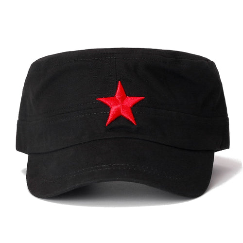 Load image into Gallery viewer, Military Caps For Men Adjustable Cadet Army Hat Red 5-Pointed Star Embroidery Flat Top Cap
