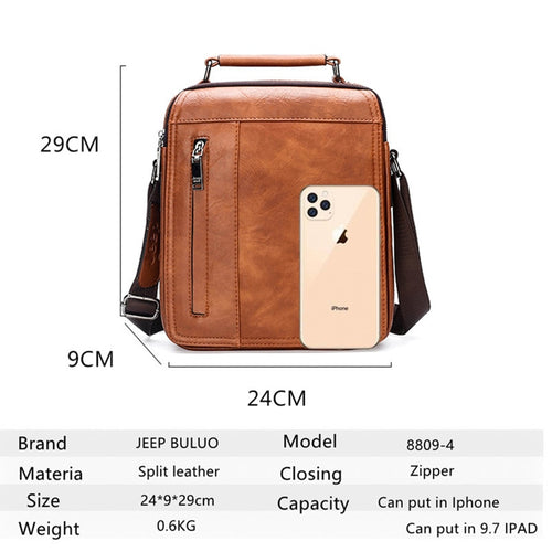 Load image into Gallery viewer, Brand Men&#39;s Messenger Shoulder Bag High Quality Fashion Split Leather Crossbody Man Bags Big Capacity For 9.7 In iPad
