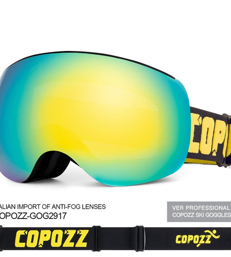 Snowboard ski goggles UV400 Protection Magnet adsorption anti-fog lens TPU ski glasses Snow Skiing Glasses big Mask