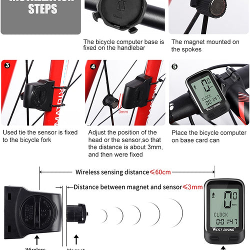 Load image into Gallery viewer, Waterproof 5 Language Bike Computer Wireless Stopwatch MTB Road Bike Speedometer Cycling Odometer Bicycle Computer
