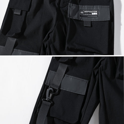 Load image into Gallery viewer, Tactical Cargo Pants Men Harajuku Streetwear Function Pant Ribbon Multi-pocket Trousers Elastic Waist HipHop Male WB526
