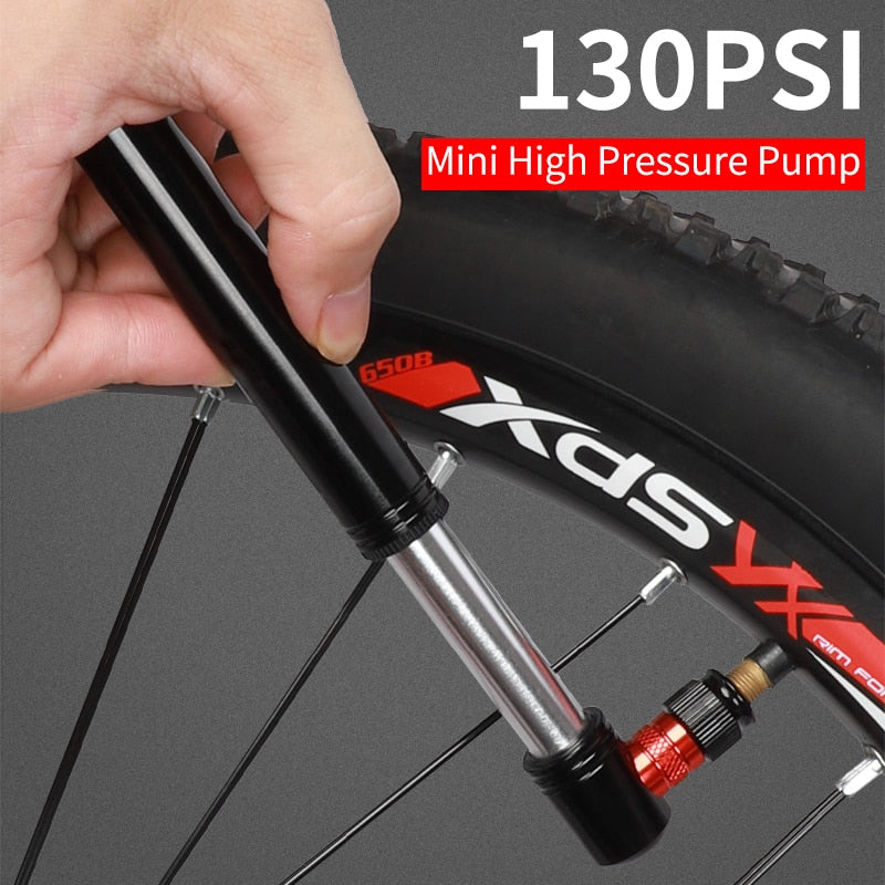 130PSI Mini Bicycle Pump Cycling Hand Air Pump Ball Tire Inflator Schrader Presta Dunlop Valve MTB Road Bike Pump