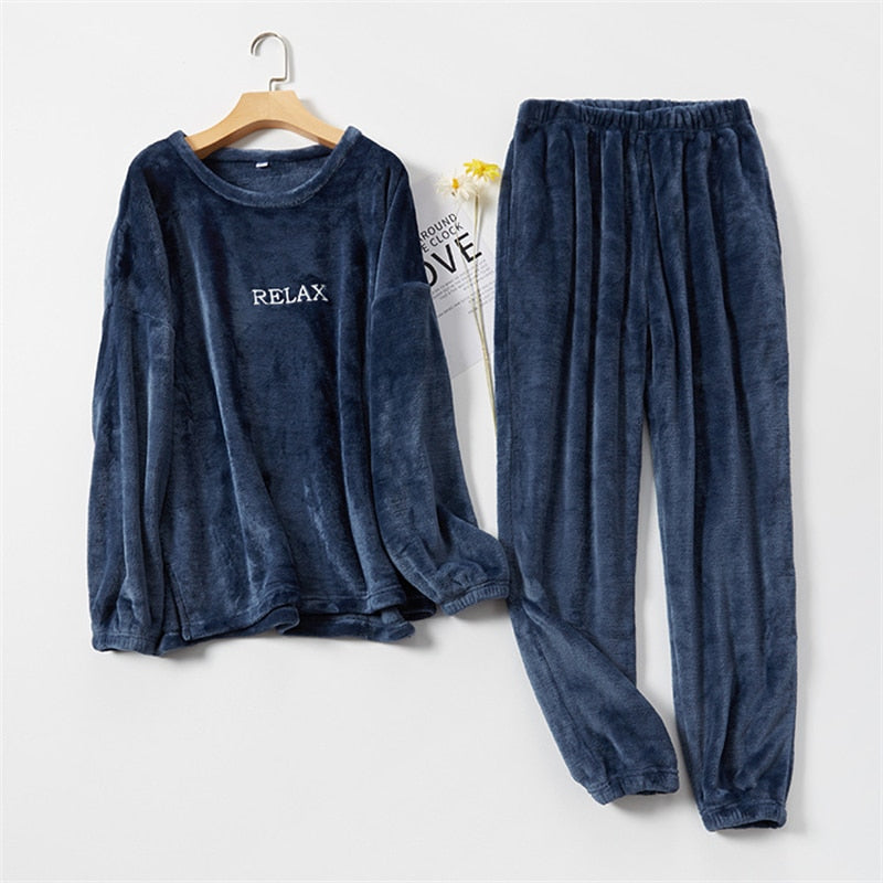 Women's Pajamas Set Thick Flannel Sleepwear Casual Warm Winter Coral Fleece Men Homewear Couple Homesuit пижама женская