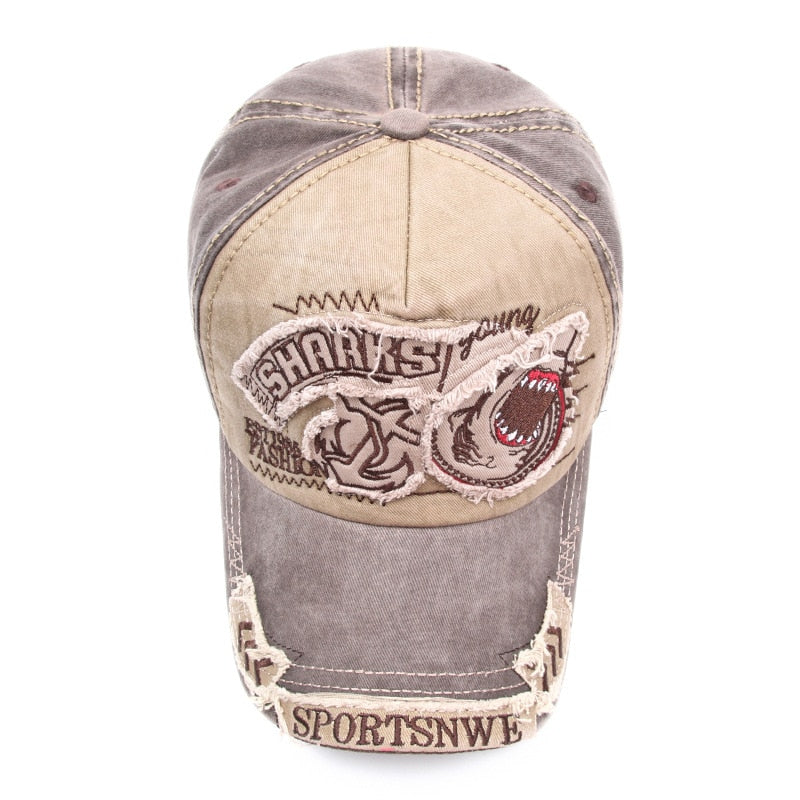 Shark baseball Embroideredhat New Man Bone Solid Animal Cartoon Cotton Baseballs Female Stretch