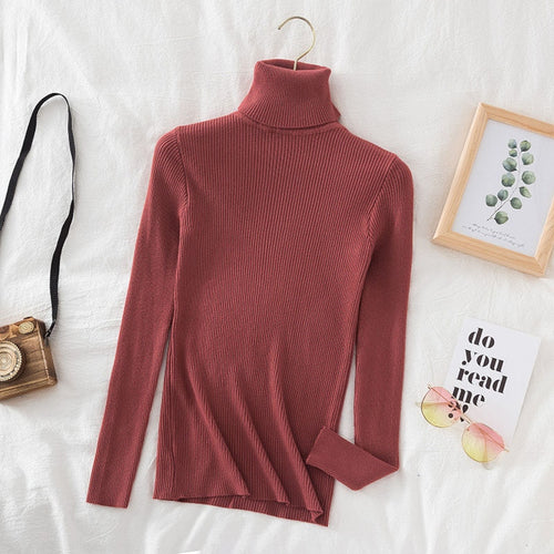 Load image into Gallery viewer, Pullovers Women Turtleneck Sweaters Fashion Spring Long Sleeve Female Jumper Autumn Korean Basic Top Soft Knitted Sweater
