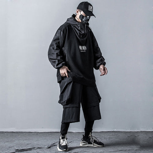 Load image into Gallery viewer, Fashion Sweatshirt Men Streetwear Tactics Hoody Hoodies Black Harajuku Sweatshirts Patchwork Oversized DG508
