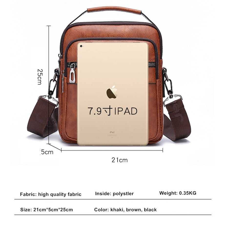 Men Messenger PU Bag Outdoor Multiple Uses Travel Bag Waterproof Phone Shoulder Chest Crossbody Pockets