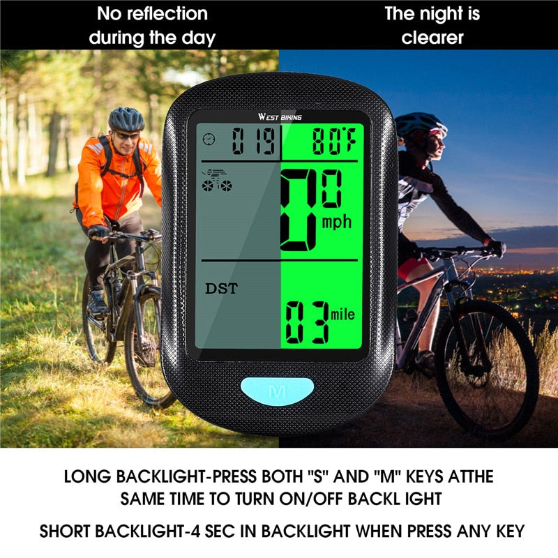 Wireless Bicycle Computer Waterproof Speedometer LED Backlight Odometer MTB Road Bike Stopwatch Cycling Accessories