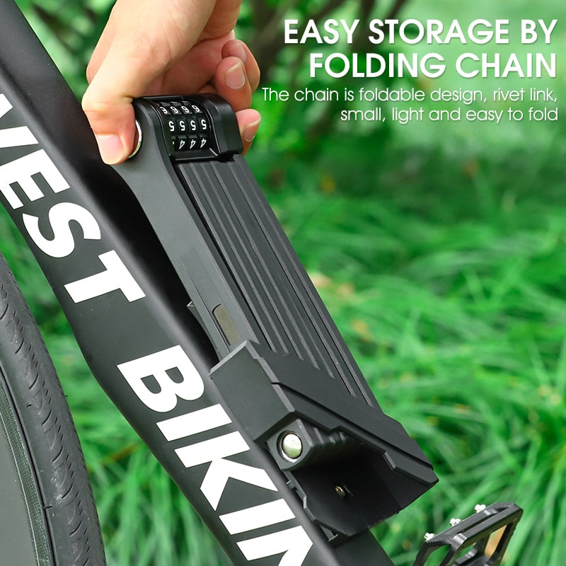 Foldable Bicycle Password Lock Strongest Anti Theft Heavy Duty Lock MTB Road Bike Motorcycle Electric Bike Lock