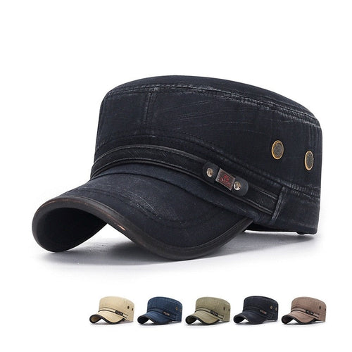 Load image into Gallery viewer, Men Military Hat Denim Cap Spring Summer Breathable Solid Flat Top Cotton Solid Sunhat Women Sports Vintage Cap Hip Hop Dad Hat
