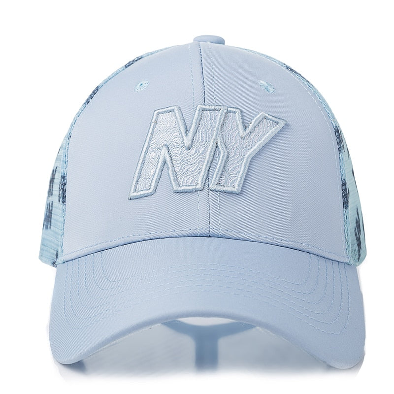 Unisex Mesh Cap High Quality Cotton Baseball Cap NY Letter Embroidery Casual Adjustable Hats For Women Men Trucker Hat Cap
