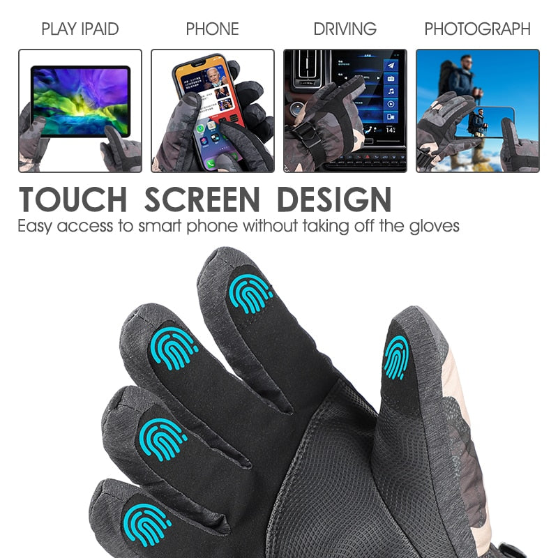 Ski Snowboard Gloves 3M Thinsulate Winter Warm Motorcycle Cycling Gloves Waterproof Touchscreen Snowmobile Mittens
