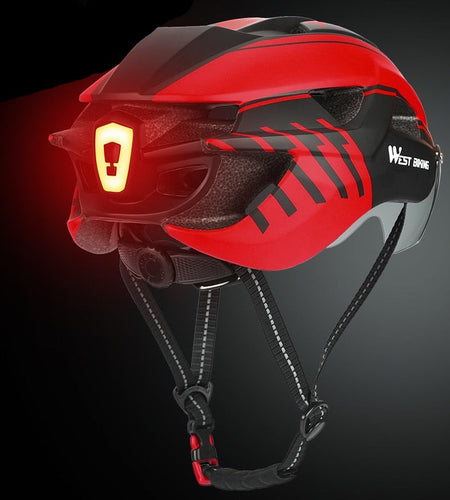 Bicycle Helmet Goggles Lens Warning Taillight EPS Breathable Cycling Helmet Men Women Aero MTB Road Bike Helmet