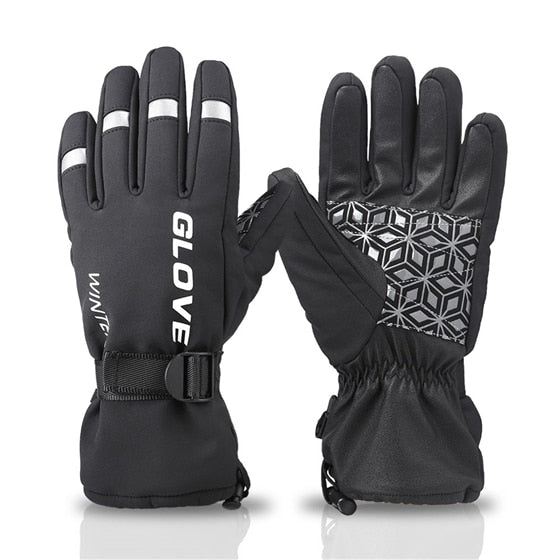 Winter Thermal Full Finger Touch Screen Cycling Gloves Reflective Windproof Warm Bike Gloves Waterproof Bicycle Glove Men Women