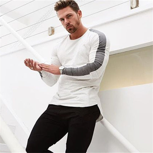 Load image into Gallery viewer, Casual Long Sleeve T-shirt Men Fitness Cotton Shirt Male Gym Workout Skinny Tee Tops Army Green Autumn Running Sport Clothing
