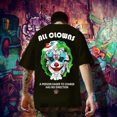 Load image into Gallery viewer, T Shirt Tops Fashion Classic All Hip Hop Print Short O-neck Fun and Games Unique Uprising Not Scary Slavering Fanged Clown T- -
