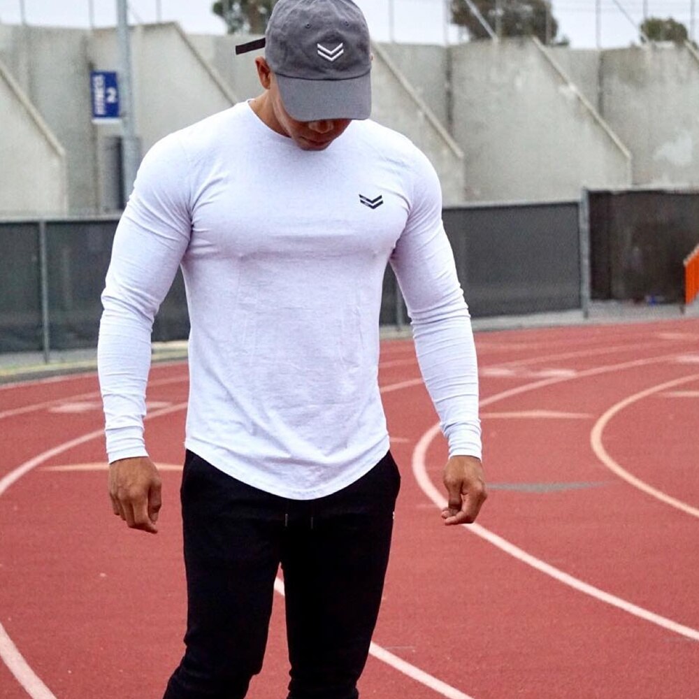 Casual Long sleeve Cotton T-shirt Men Gyms Fitness Workout Skinny t shirt 2019 Autumn New Male Tee Tops Sporty Brand Clothing