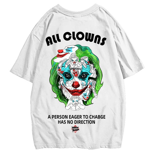 Load image into Gallery viewer, T Shirt Tops Fashion Classic All Hip Hop Print Short O-neck Fun and Games Unique Uprising Not Scary Slavering Fanged Clown T- -
