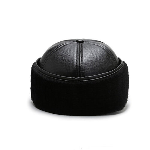 Load image into Gallery viewer, Warm Winter Bomber Hat PU Leather Black Baseball Cap for Men Velvet Thick Men&#39;s Cap Earflaps Gorras Hombre Snapback
