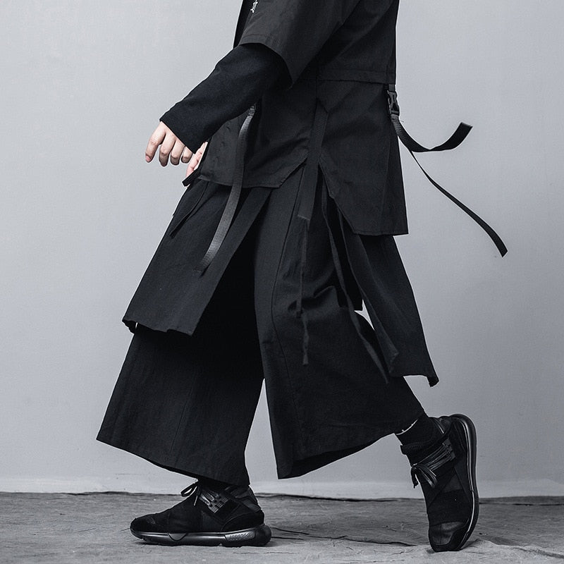 Harajuku Oversized Pants Tactics Wind Leg Pant Streetwear Black Joggers Trousers Loose Sweat Pants One Size DG540